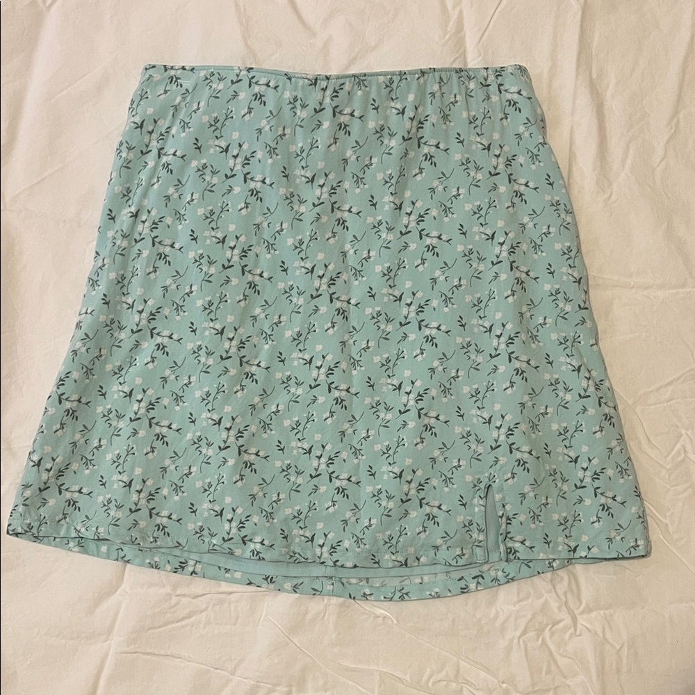 Hollister Teal Floral Mini Skirt